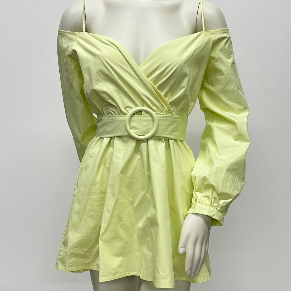 Elegant Long Sleeve Yellow Dress